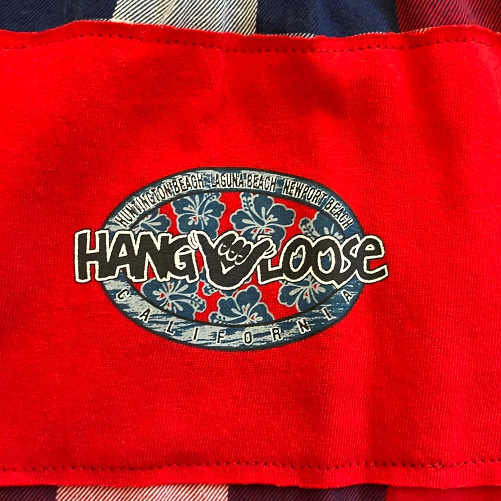 Hang Loose Huntington Newport Laguna Beach Flannel Shirt Upcycled Small - Picture 2 of 6